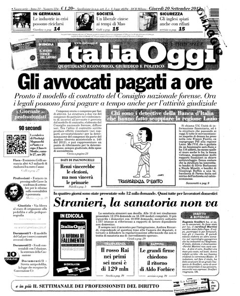 Italia oggi : quotidiano di economia finanza e politica